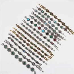 Chain Whole 10Pcs/Lots Bk Vintage Metal Bohemian Ethnic Crystal Charm Bracelet For Women Party Gift Mix Style Drop Delivery Dhgarden Dhv4N