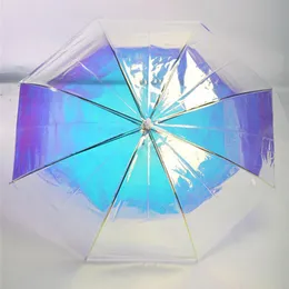 Modna laserowa tęczówka przezroczysta MS Apollo Waterproof UV Super rozmiar świeży długi uchwyt Parasol Rain 201112259l