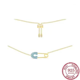 Pendentif Colliers Pin Collier Personnalité féminine Trombone S925 Sterling Argent Couleur Clavicule Chaîne Bracelet Niche Design12853