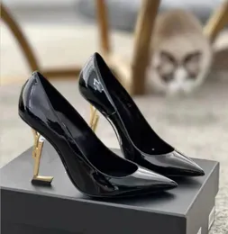 2023 Sandals High Heels Luxurys Designers Shoe Paris Dress Classics Women 10cm 7cm Heels Black Golden Gold Wedding Bottoms Size 35-43