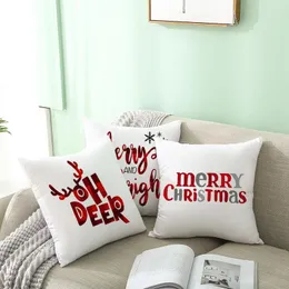 Merry Christmas Cushion Cover Pillowcase Decorations For Home Xmas Noel Ornament Happy New Year Funda De Almohada Feliz Navidad