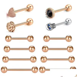 حلقات اللسان 14G Surgical Steel Nipplerings شريط ثقب حلمة مستقيمة للنساء الرجال 12 مم 14 ملم 18 ملم تسليم Drop Drop Dhgarden dhjwd