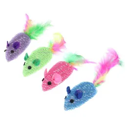 Cat Toys 10pcs Color Tail Mouse Lifee Little Funny Toy Pet Materals Drop dostawa ogród DH3K1