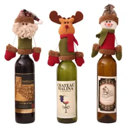 مجموعة غطاء زجاجة نبيذ عيد الميلاد تغطية ديكورات عيد الميلاد معلقة الحلي قبعة عيد الميلاد حفل عشاء الطاولة المنزلية اللوازم 916