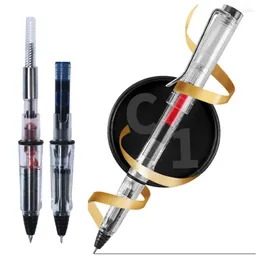 2pcs/الكثير من النافورة من نوع القلم من نوع القلم الشفافة 0.4/0.5 ملم يمكن أن تمتص أقلام الحبر و SAC للكتابة المدرسية المكتبية