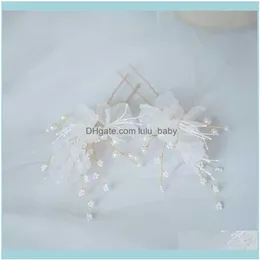 Hair Jewelryyarn Flower Pins Bridal Clips Pearls Wedding Jewelry Piece Handmade Women Aessories Hairpins Drop Delivery 2021 9Lqwd251t