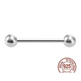 لسان حلقات 1pc 925 الجنيه الاسترليني جولة مستقيمة المستقيم للنساء 16 مم حلمة 14G Hypoallergenic percing المجوهرات الفاخرة Drop Dhgarden DHRC6