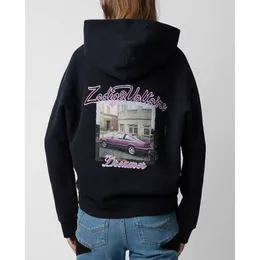 2023SS Zadig Voltaire Designer Sweatshirt Hoodie Baumwolle Mode Klassischer Stil Briefdruck Retro Lässig Vielseitig Damen Trendy Lose Pullover Hoodies Pullover