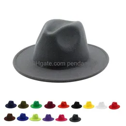 Customized Fashion Sombrero Hat Plus Size Mti-Color Felt Fedora Panama Politeness Drop Delivery Dhfr0