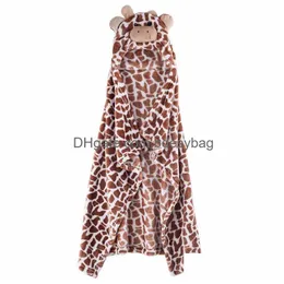 Bath Robe 100Cm Cute Bear Shaped Robes Baby Hooded Bathrobe Soft Infant Newborn Giraffe Blanket Cartoon Patter Towel Drop Delivery Hom Dhgqu