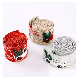 Julekorationer Nyårsträdtecknad tryck Merry Ribbon Xmas El Home Decor Will och Sandy Drop Delivery Garden Festive Party SU DHO0M