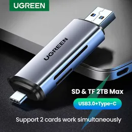 メモリカードリーダーUGREENカードリーダーUSB3.0 USB CからSD MICROSD TF THUNDERBOLT 3用PCラップトップアクセサリースマートメモリカードリーダーSDカードアダプターL230916