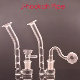 Wholesale Newest 14mm female joint glass hookah mouthpiece adapter with concave hole J-hookah water oil burner bong smoking pipe with tobacco bowl