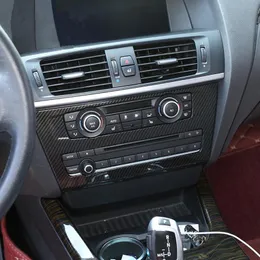 Panel de CD de consola central de estilo de fibra de carbono, cubierta decorativa embellecedora para BMW X3 F25 2011-17, calcomanías interiores de coche ABS 343Q