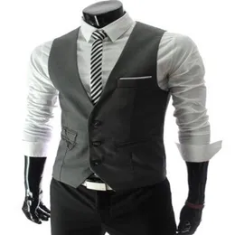 2019 Modest Black Vest Single Breasted Groom Vests British Style Men's Suit Vests Slim Fit Men's Dress Vest Wedding Wais229t