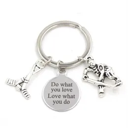 New Arrival Stainless Steel Key Chain Key Ring Sport Ice Hockey Key Chain Keyring Hockey Lover Gifts for Men Women Jewelry289S