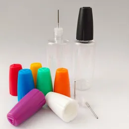 Garrafas plásticas do conta-gotas com pontas do metal 10ml 15ml 20ml 30ml garrafa vazia da agulha para o suco claro do olho do vapor da garrafa do animal de estimação líquido e bujtn