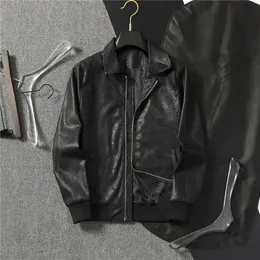 브랜드 디자이너 남성 가죽 자켓 코트 패션 스탠드 칼라 슬림 핏 남자 재킷 가을 겨울
