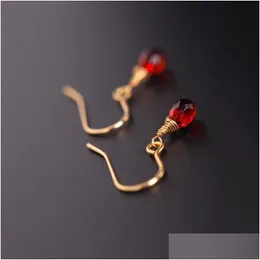 Charm Daimi 4-5mm Facettered Drop Garnet Natural Gemstones 14K Guldfyllda örhängen för kvinnor Leveranssmycken Dhgarden Dhi9c