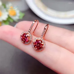 Dangle Earrings Inbeaut 18K Rose Gold Plated Total 2 Ct Round Excellent Cut Pass Diamond Test Red Moissanite Party Drop Fine Jewelry