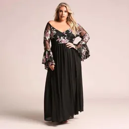 Kleider für besondere Anlässe in Übergröße, schwarze Abendkleider, Abschlussball-Partykleid, A-Linie, neu, maßgeschneidert, mit Schnürung, Reißverschluss, V-Ausschnitt, lange Ärmel, Chiffon, Spitze