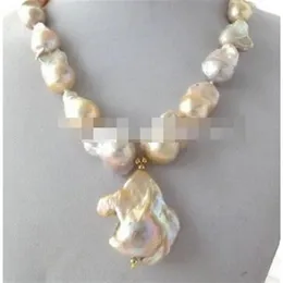 Jewelr 003028 Natural Light Pink Lavender Unusual Keshi Keishi Baroque Pearl Necklace&Pendant218U