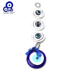 Lucky Eye Blue Turkish Evil Eye Pendant Wall Hanging Silver Color Bead Presents Dekorationer för bilkontor Hemma vardagsrum EY13661325G