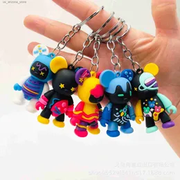 Keychains Lanyards Creative cartoon space violent bear doll keychain bag pendant student gift ornaments clothing accessories Q230918