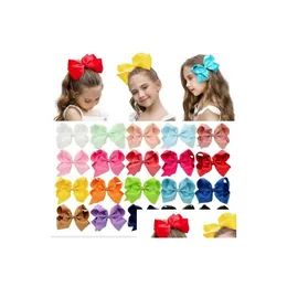 Hair Accessories 40 Color 6 Inch Boutique Solid Ribbon Grosgrain Bow With Clips For Kids Girls Handmade Drop Delivery Baby Maternity Dho4P