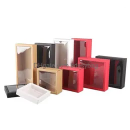 Geschenkpapier Schwarz Weiß Braun Rot Transparente Kuchenbox Kraftpapier Cupcake Klarer Kunststoff PVC Fensterverpackung Quadratisch Rec Drop Lieferung Hom DHDTQ