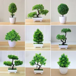 Decorative Flowers Artificial Plants Potted Green Bonsai Small Trees Grass Home Garden Decoration