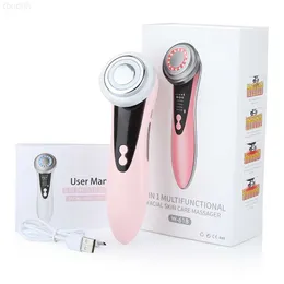 Elektrische Gesichtswäscher 5in1 Gesichtsmassagegerät RF Mikrostrom Mesotherapie Elektroporation LED Hautverjüngungsentferner Faltenlifting Beauty Tool L230920