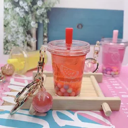 Tiktok Net rouge simulé huile alimentaire dérive sable liquide pendentif Mini perle lait thé flottant porte-clés
