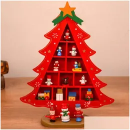 Decorazioni natalizie Albero creativo con scomparti 3D leggero in legno per caminetti da tavolo desktop Natale per bambini Consegna a goccia Dhj1E