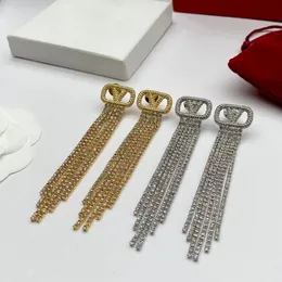 2023 borlas brincos designer jóias 925 brincos de prata feminino luxo ouro duplo em forma de V jóias presente de casamento para recém-casados Dia das Mães dos Namorados