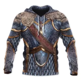 Hoodies للرجال Swefsshirts 2023 الربيع والخريف Armor Knight 3D سترة المطبوعة أزياء شخصية أزياء Pullover Hoodie WH5V