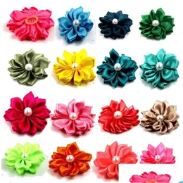 Dog Apparel 4Cm Handmade Pet Hair Band Flower Pearl Decor Puppy Clip Headdress Headwear Accessories Drop Delivery Home Garden Supplie Dhtm2