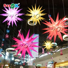 -Inflatable Star Balloon With Color Change Hanging Decoration Wedding Party Stage Bar Decoration 32 Peaks