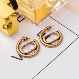 Дизайнерские женские золотые серьги-кольца в стиле ретро, большой круг, элегантные серьги высокого качества с буквами для леди Huggie, женские ювелирные изделия, подарок238U