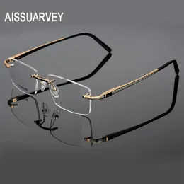 Fashion Sunglasses Frames Men Glasses Titanium Rimless Brand Designer Eyeglasses Prescription Top Quality Eyewear Golden Business 2880