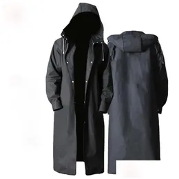 레인 코트 검은 방수 롱 레인 코트 여성 남성 레인 코트 도우드 야외 하이킹 여행 낚시 낚시 낚시 두꺼운 패션 adt d dhda622322
