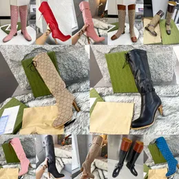 G Famous designer long tube women's boots autumn and winter new high heel 8.5cm imported fabric high-end quality increase, warm trend market model catwalk model size 35-43