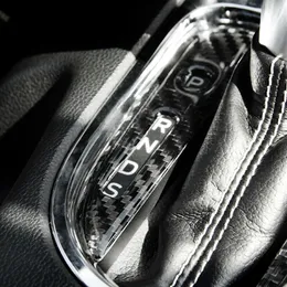 Console central de fibra de carbono painel de mudança de engrenagem guarnição decoração interior 2 peças para ford mustang 2015-2017 estilo do carro 3080