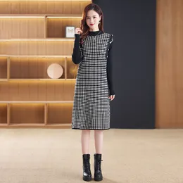 Vestido xadrez oco feminino, Novas Roupas de Moda, 2023