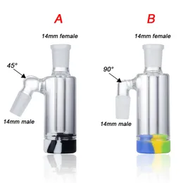 Healthy_Cigarette P045 14mm Glass Ash Catcher Hookah Accessories With 5ML Colorful Silicone Container Male Female Ashcatcher For Bong Dab Rig In Stock