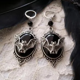 Naszyjne kolczyki Ustaw biżuterię nietoperz gotyk dla wampirów Pierścienie mężczyźni i kobiety srebrne kolczyki Halloween diamentowy gif