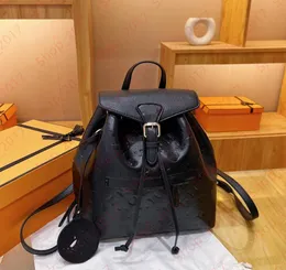 Designer Bag backpack MONTSOURIS elegant travelling Bag Handbag women High Quality leather Embossing Black buckle backpack satchel purse shoulder School bag