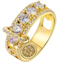 european and american fashionable and creative zircon ring female gold plated disc ring225z