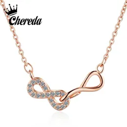 Anhänger Halsketten Chereda Brilliant Kubikzircon Unendlichkeit Halskette Kette Choker Femme Rose Gold Kragen Frauen Liebhaber Mode Jewelr274W