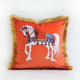 Fodera per cuscino di lusso con ricamo a forma di cavallo per divano Federa di design per la casa Decorativa per la casa Federa di moda213v